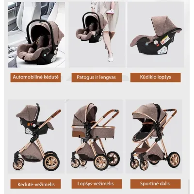 Universalus vežimėlis Pure Joy Luxe 3in1 Universalus vežimėlis Pure Joy Luxe 3in1